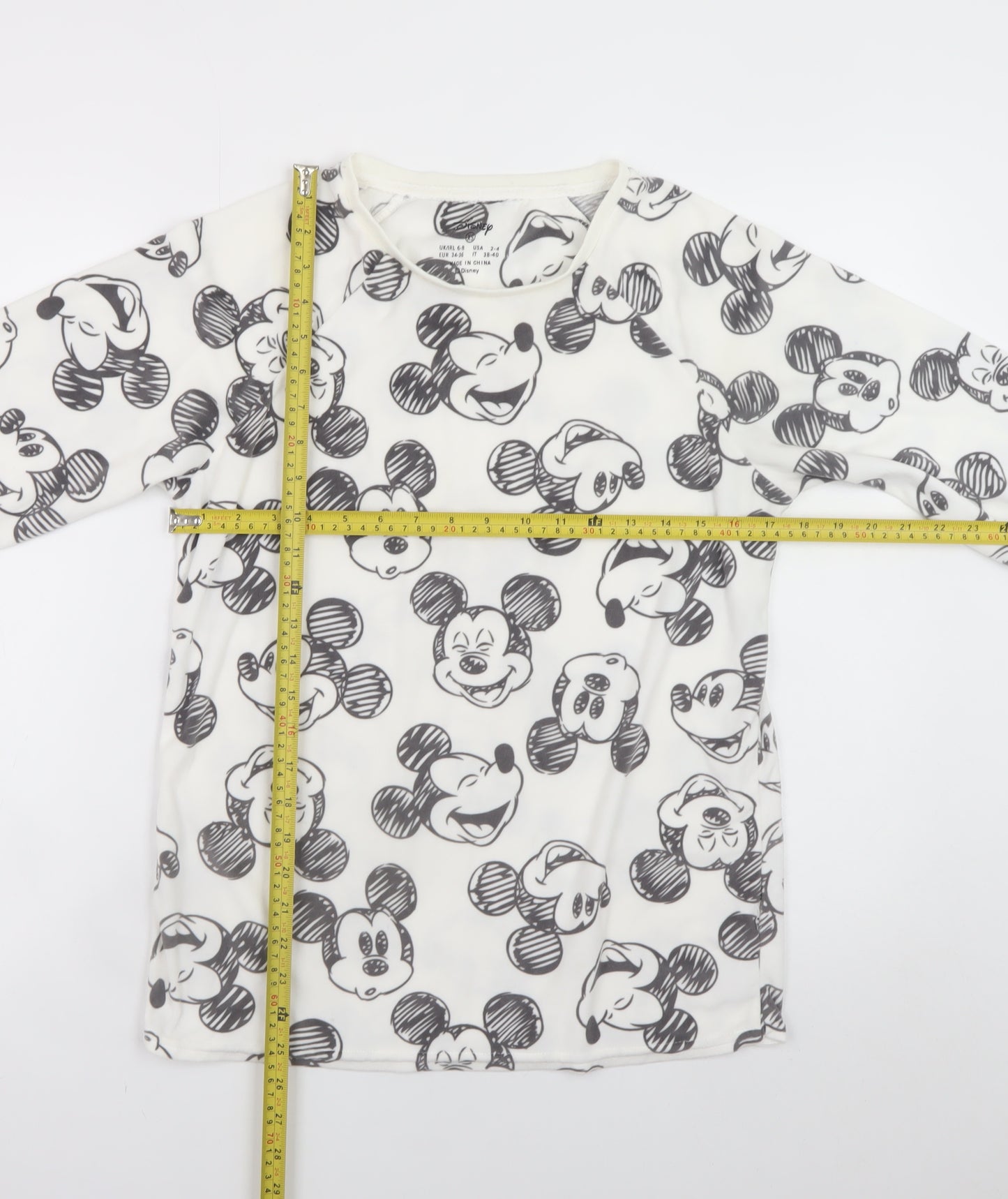 Disney Women’s White Mickey Mouse Fleece Pyjama Top XS