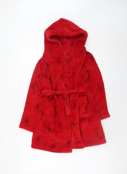 Liverpool FC Boys Red Fleece Hooded Robe 5-6 Years Winter Nightwear