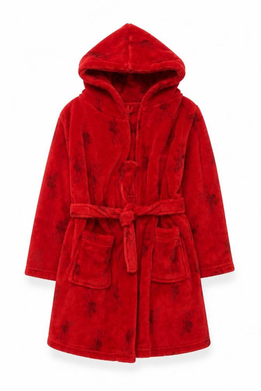 Liverpool FC Boys Red Fleece Hooded Robe 5-6 Years Winter Nightwear