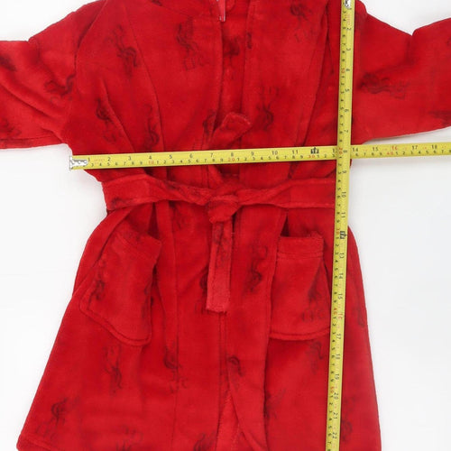 Liverpool FC Boys Red Fleece Hooded Robe 5-6 Years Winter Nightwear