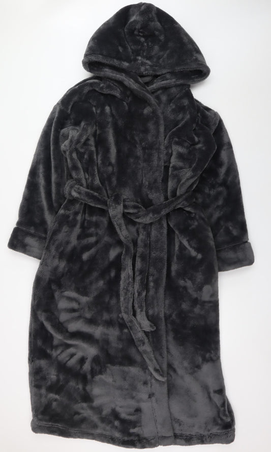 Marks and Spencer Women Grey Hooded Fleece Robe M