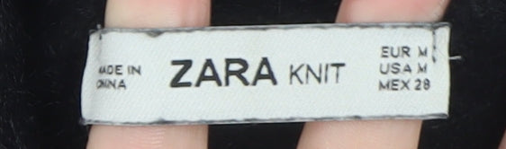 Zara Women Black Collared Henley Knit Jumper Size 12