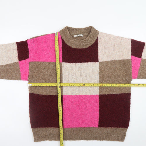 Tu Women’s Multicoloured Check Knit Crew Neck Jumper Size 14