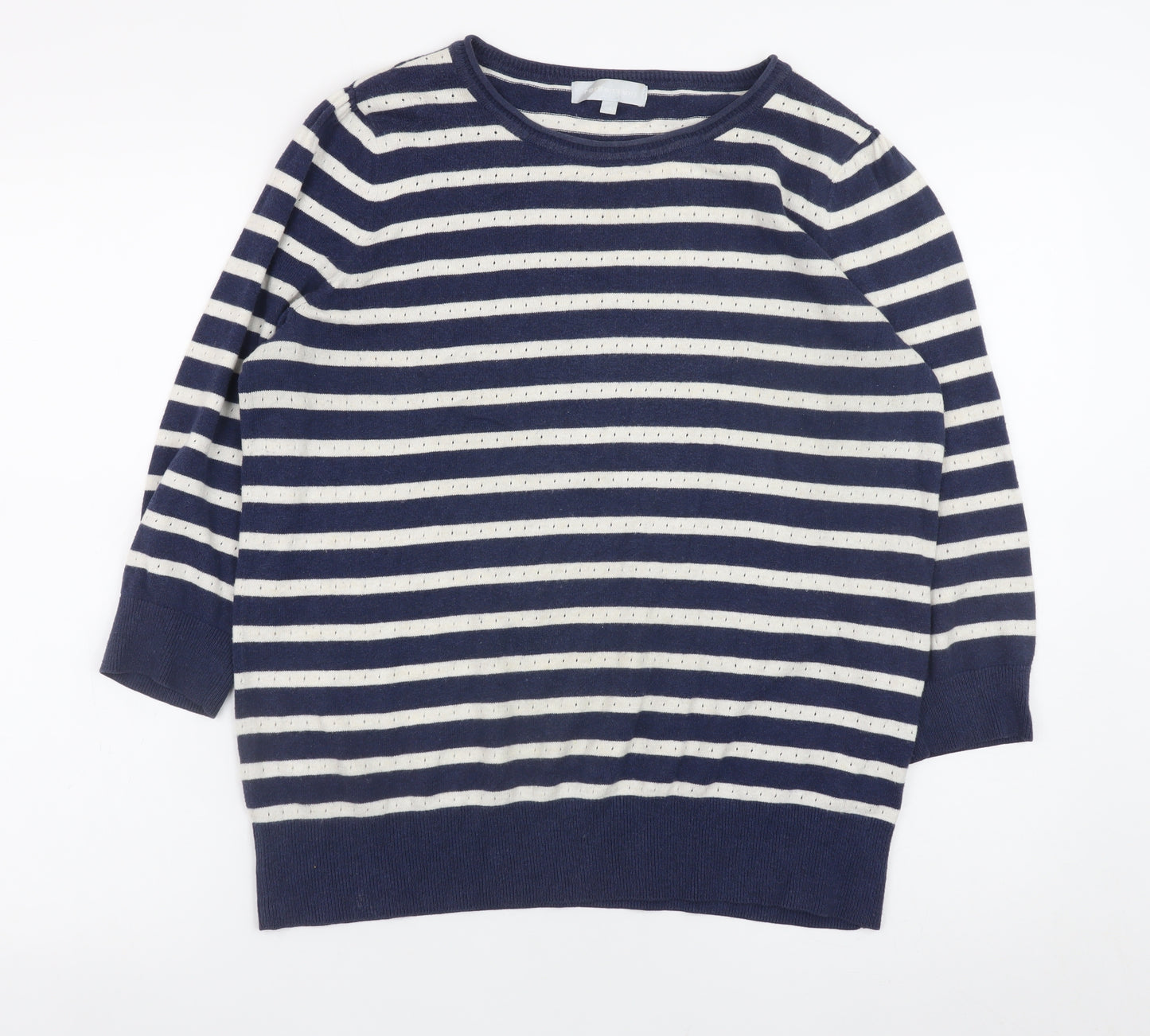 Red Herring Women’s Blue Striped Cotton Knit Jumper Size 14