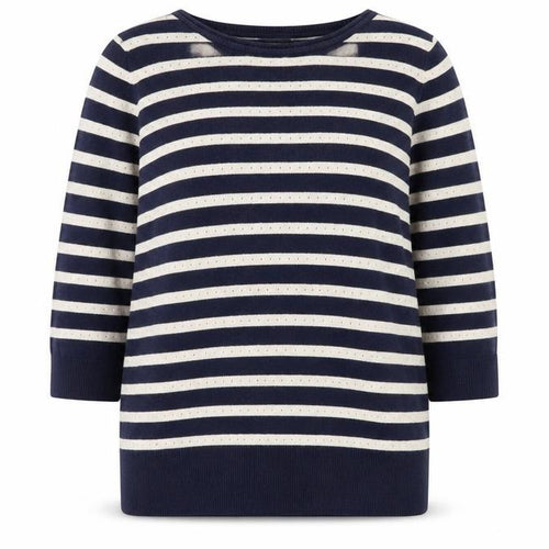 Red Herring Women’s Blue Striped Cotton Knit Jumper Size 14