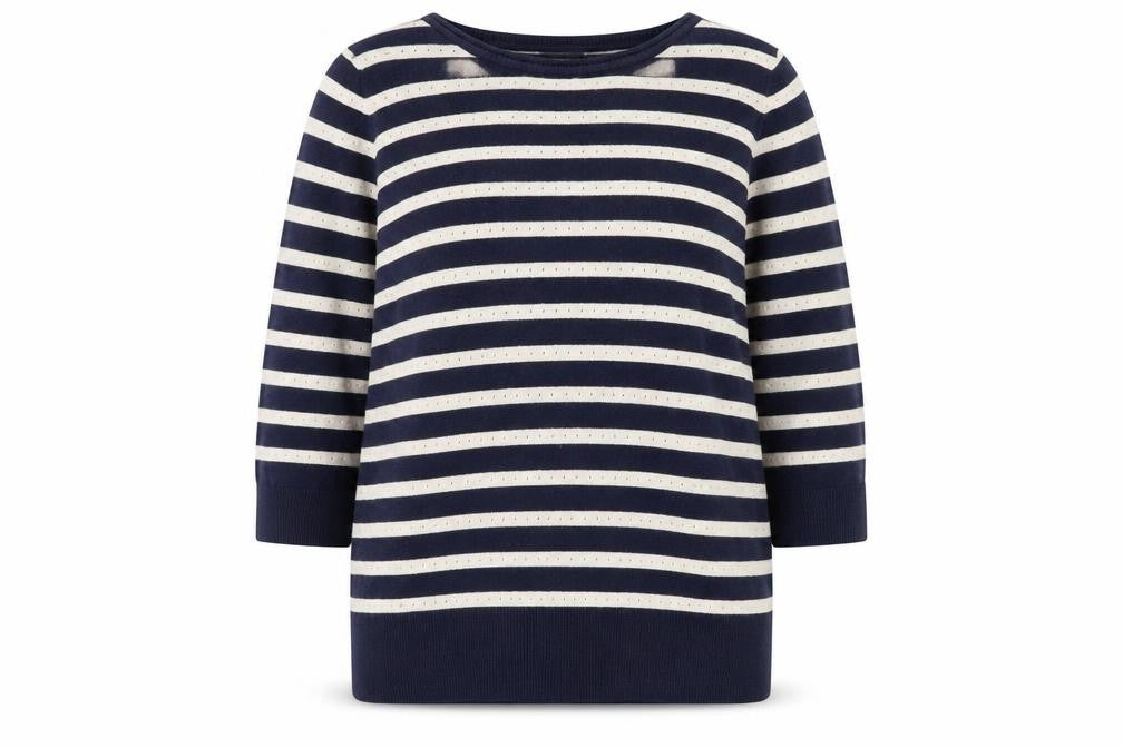 Red Herring Women’s Blue Striped Cotton Knit Jumper Size 14