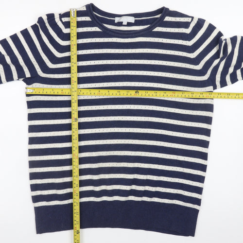 Red Herring Women’s Blue Striped Cotton Knit Jumper Size 14