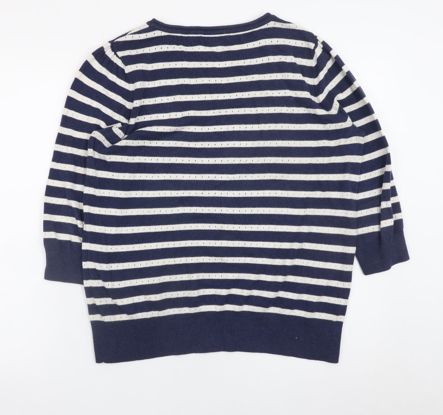Red Herring Women’s Blue Striped Cotton Knit Jumper Size 14