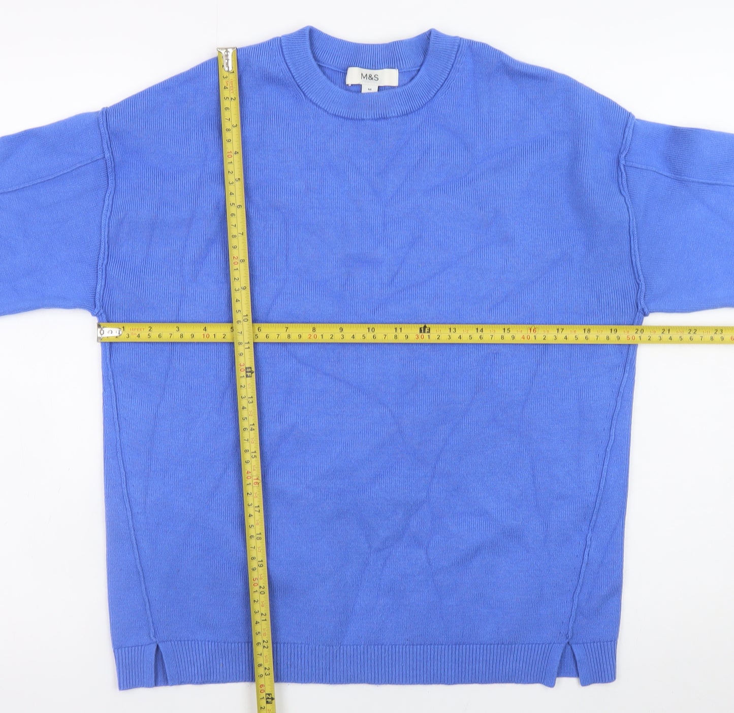 Marks and Spencer Women's Blue Crew Neck Pullover Jumper M