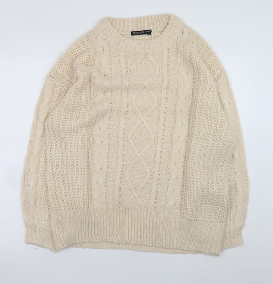 Brave Soul Womens Beige Cable-Knit Acrylic Jumper Size 12