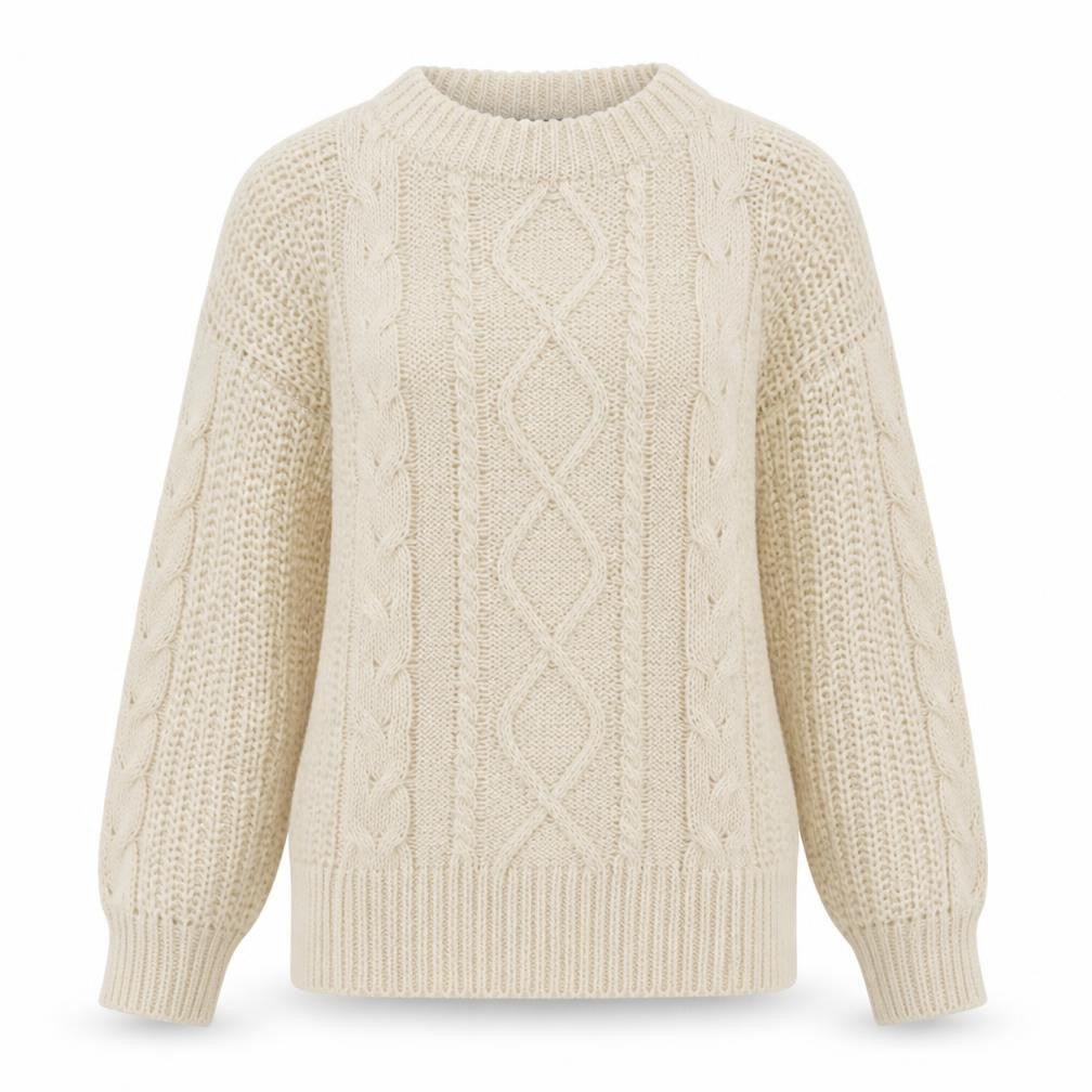 Brave Soul Womens Beige Cable-Knit Acrylic Jumper Size 12
