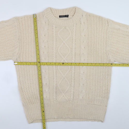 Brave Soul Womens Beige Cable-Knit Acrylic Jumper Size 12