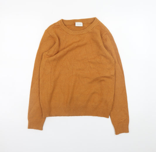 VILA Women's Brown Crew Neck Knit Jumper Size S