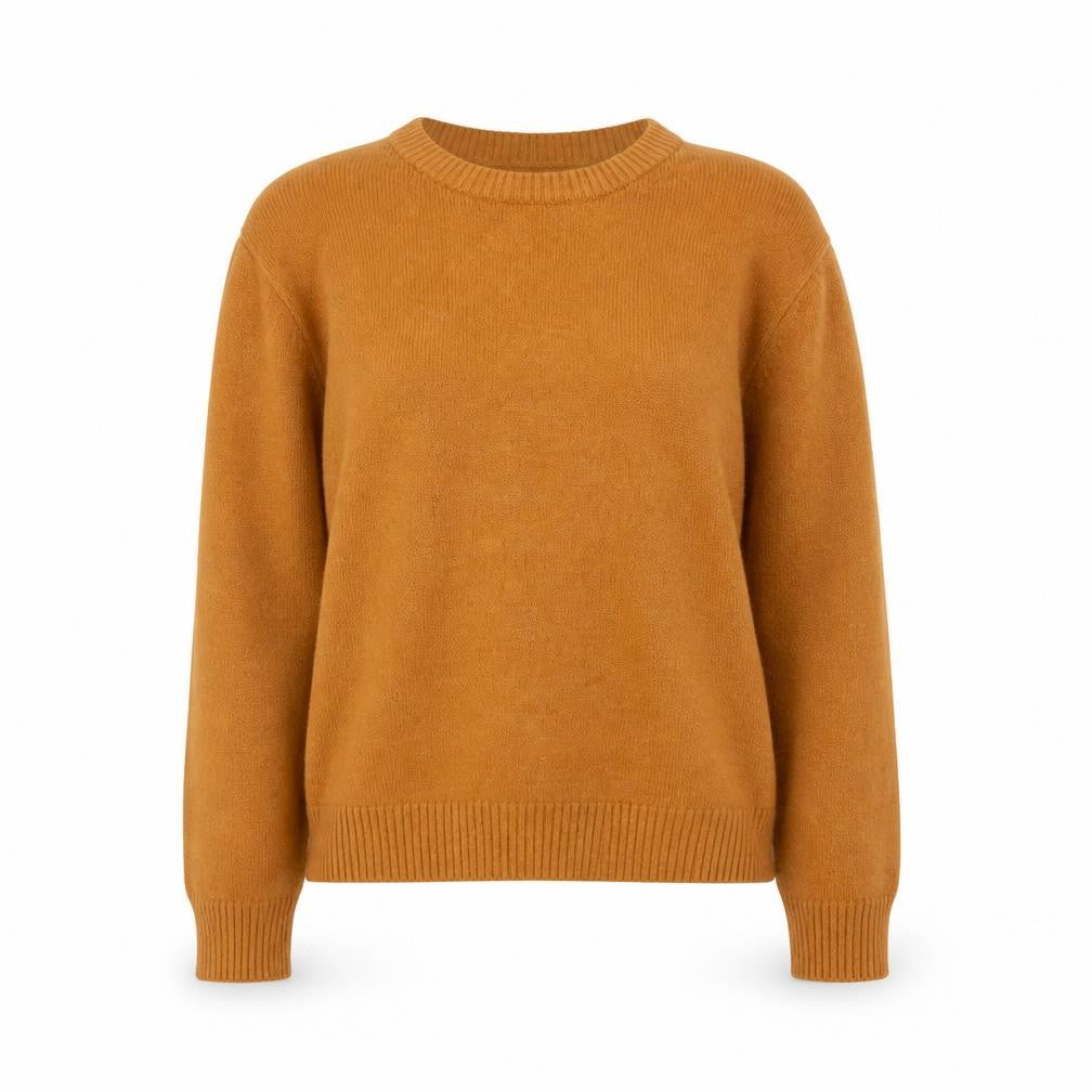 Front view of VILA Women's Brown Crew Neck Knit Jumper, size S