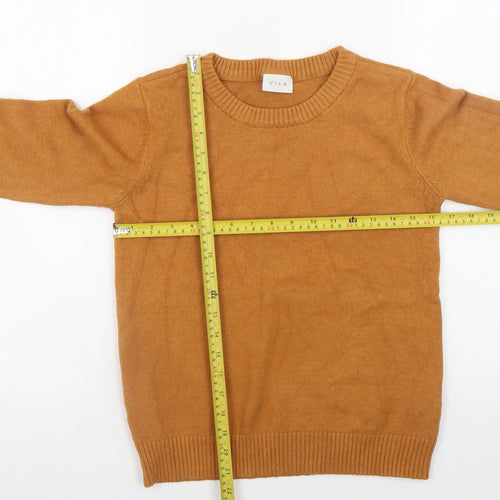 VILA Women's Brown Crew Neck Knit Jumper Size S