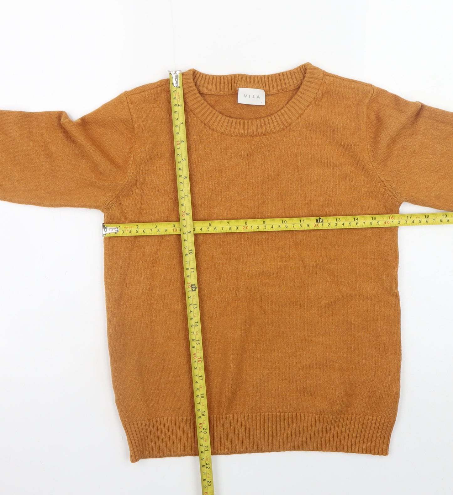 VILA Women's Brown Crew Neck Knit Jumper Size S