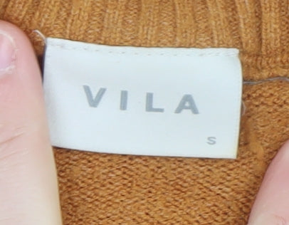 VILA Women's Brown Crew Neck Knit Jumper Size S