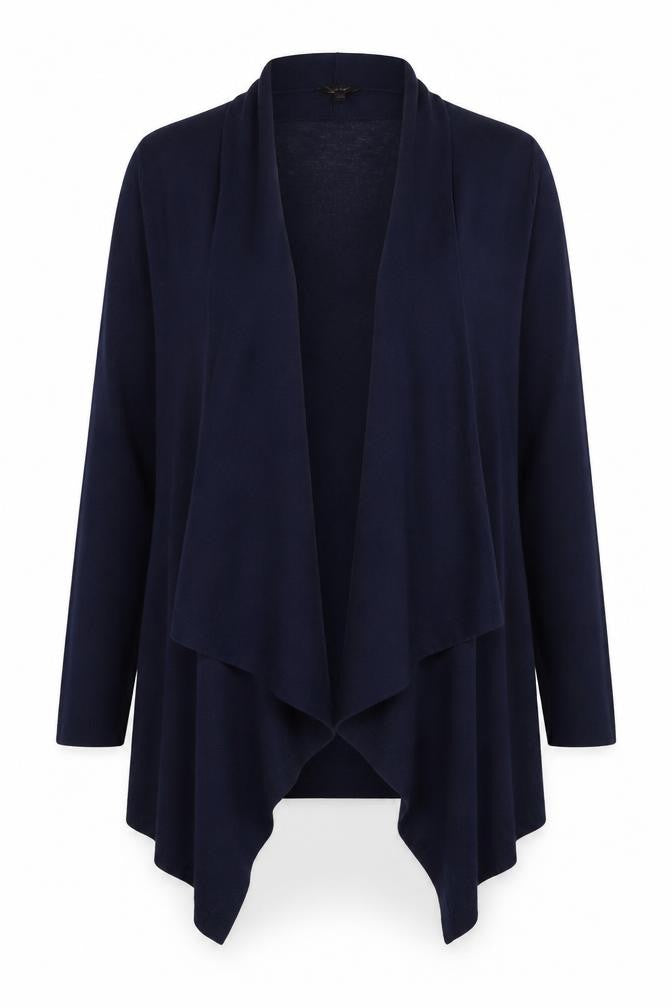 Front view of Phase Eight Women's Blue Long Sleeve Open Cardigan, size 12