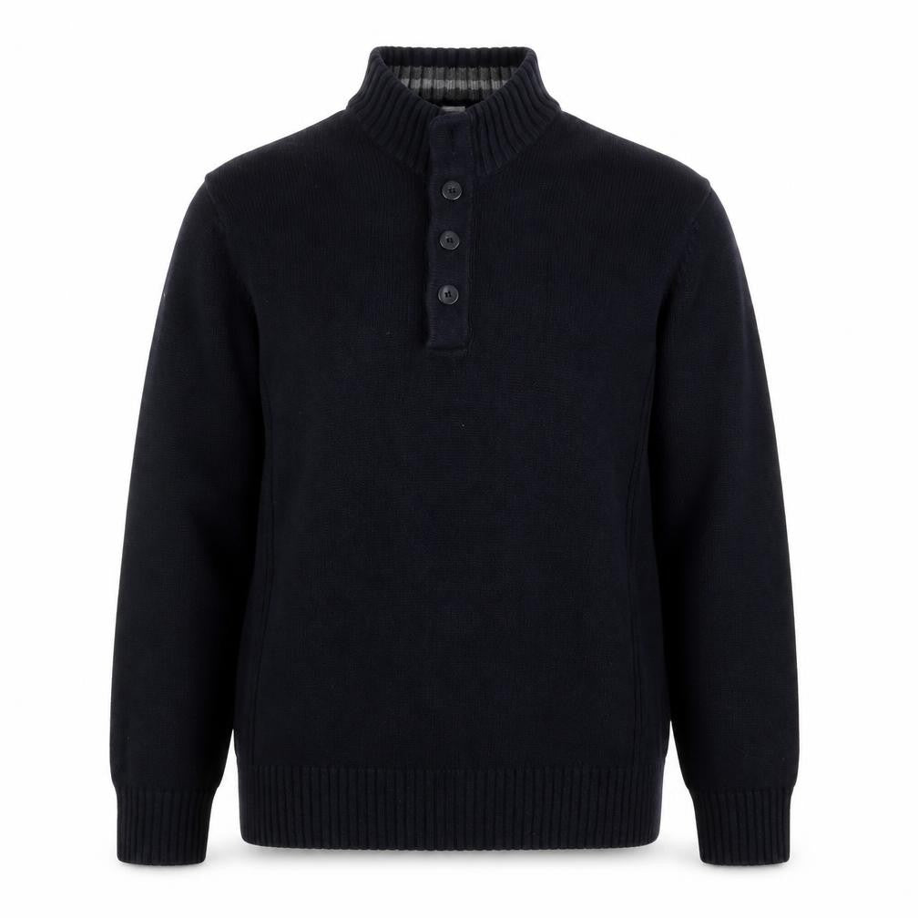 Marks and Spencer Men's Black XL Henley Cotton Jumper