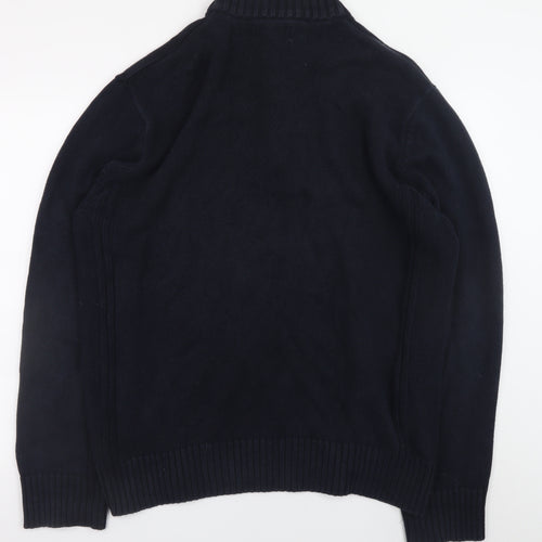 Marks and Spencer Men's Black XL Henley Cotton Jumper