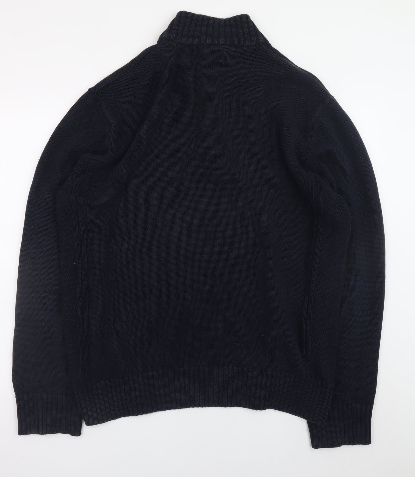 Marks and Spencer Men's Black XL Henley Cotton Jumper