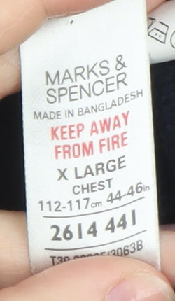 Marks and Spencer Men's Black XL Henley Cotton Jumper