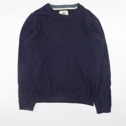 Guide London Men's Blue Cotton Crew Neck Jumper Size L