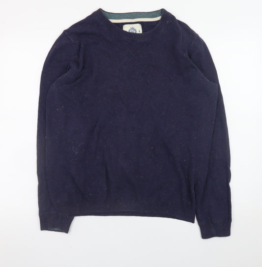 Guide London Men's Blue Cotton Crew Neck Jumper Size L