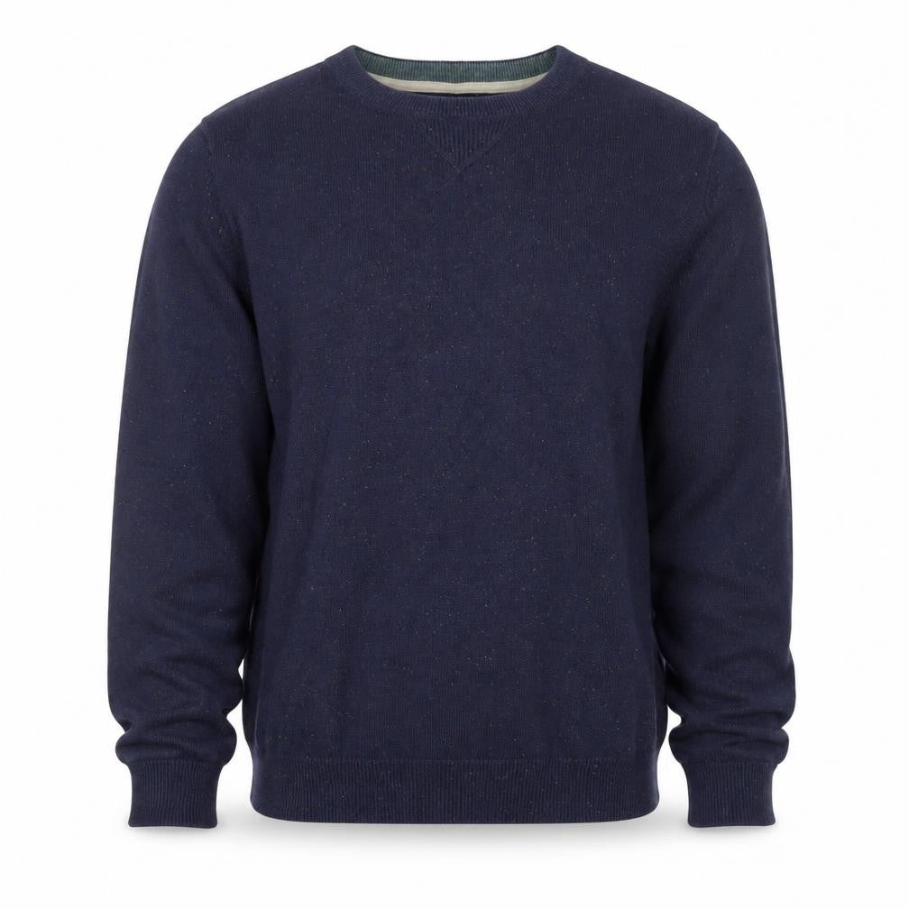 Front view of Guide London Men's Blue Cotton Crew Neck Jumper, size L
