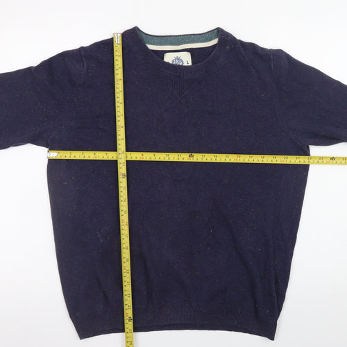 Guide London Men's Blue Cotton Crew Neck Jumper Size L