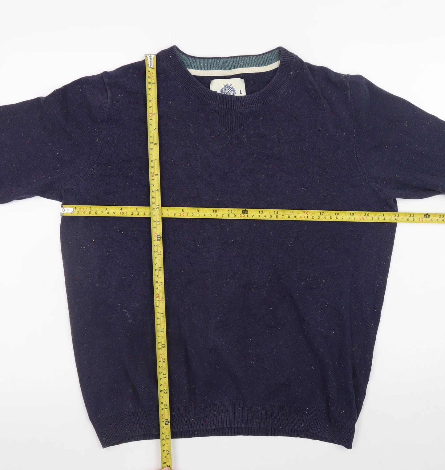 Guide London Men's Blue Cotton Crew Neck Jumper Size L