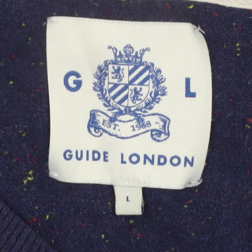Guide London Men's Blue Cotton Crew Neck Jumper Size L