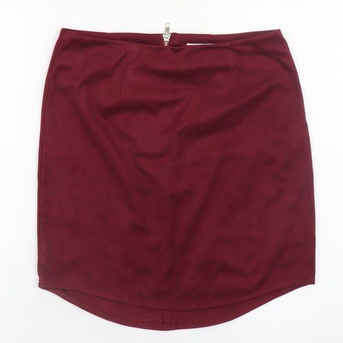 Glamorous Womens Red Short Pencil Skirt Size S Zip Stretch