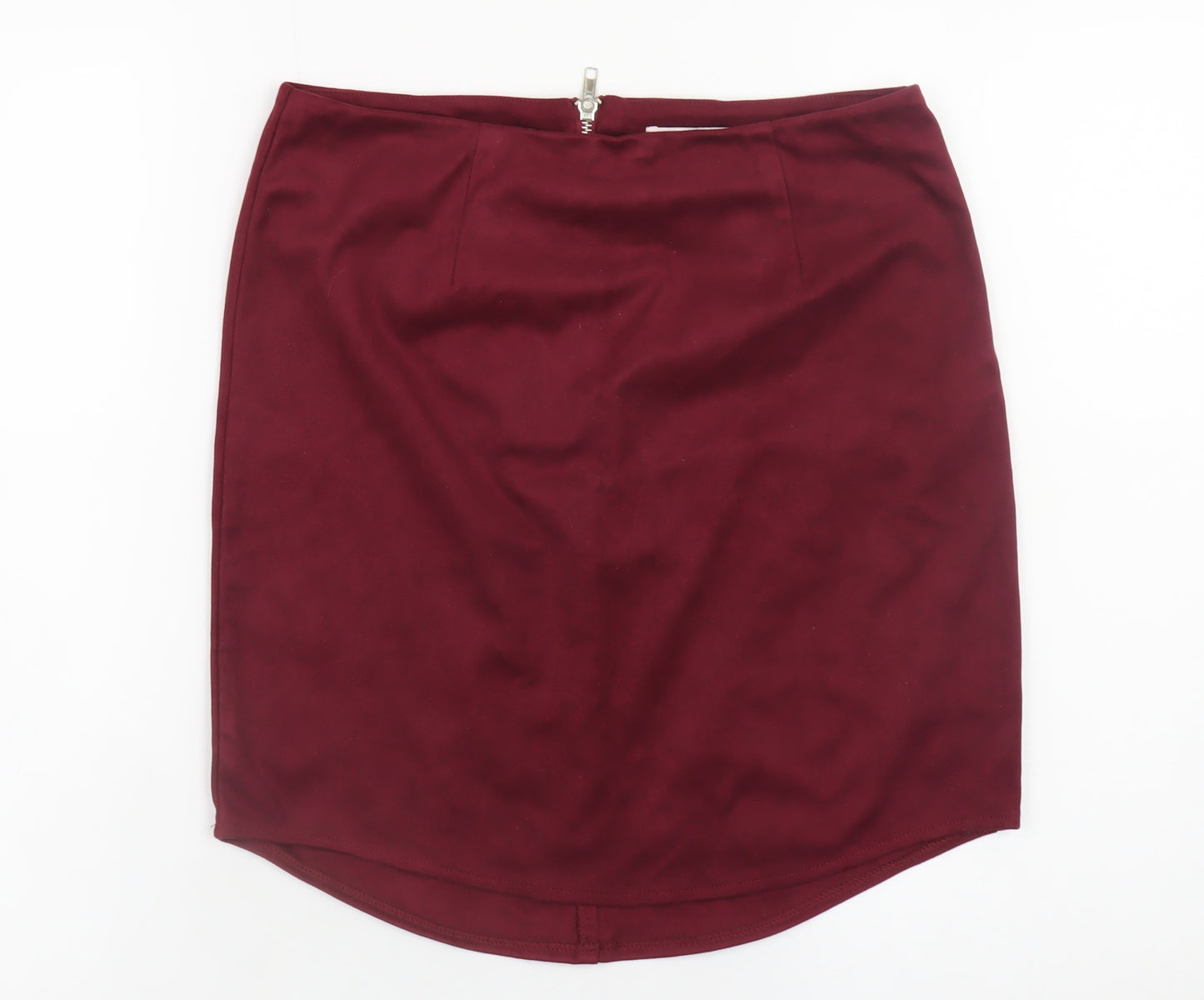 Glamorous Womens Red Short Pencil Skirt Size S Zip Stretch