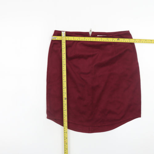 Glamorous Womens Red Short Pencil Skirt Size S Zip Stretch