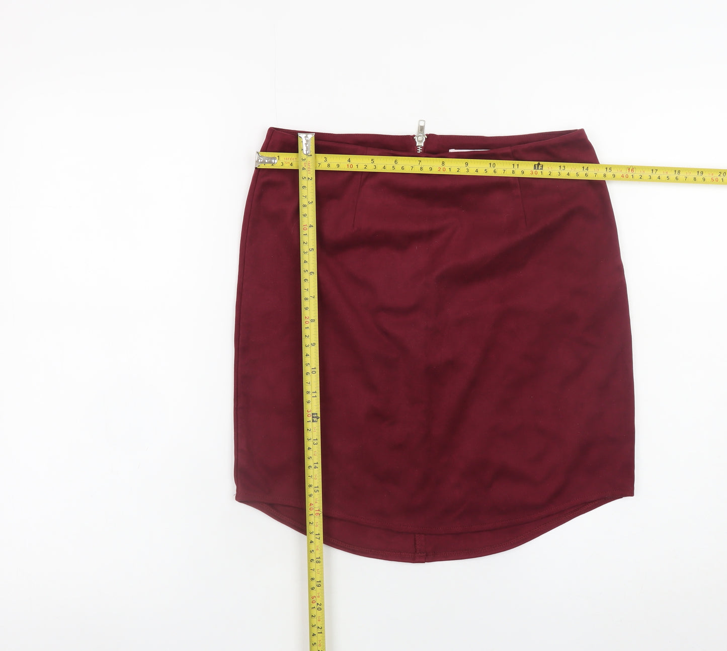 Glamorous Womens Red Short Pencil Skirt Size S Zip Stretch