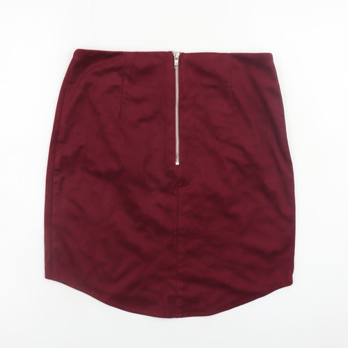 Glamorous Womens Red Short Pencil Skirt Size S Zip Stretch
