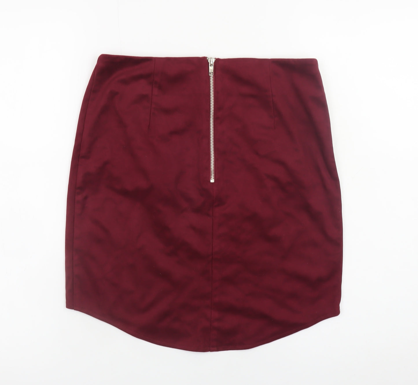 Glamorous Womens Red Short Pencil Skirt Size S Zip Stretch