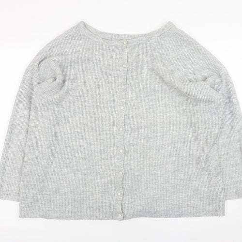 Joules Women's Grey Knit Long Sleeve Button Cardigan Size 18