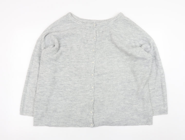 Joules Women's Grey Knit Long Sleeve Button Cardigan Size 18