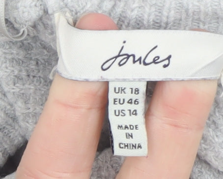 Joules Women's Grey Knit Long Sleeve Button Cardigan Size 18