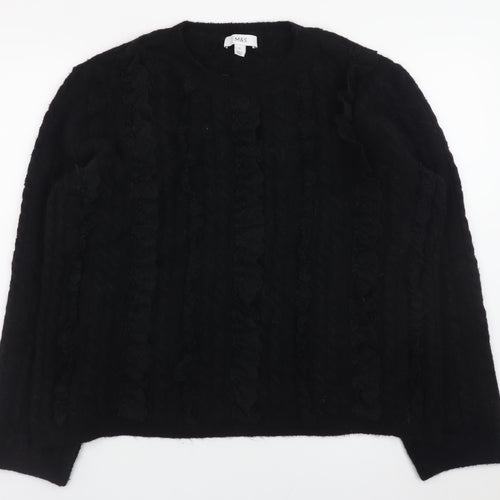 Marks and Spencer Womens Black L Ruffle Knit Jumper Pullover