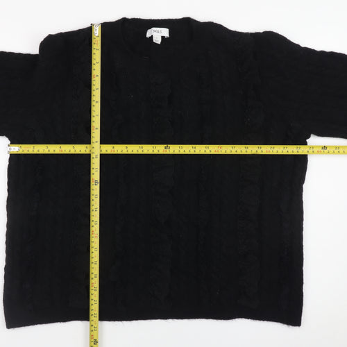Marks and Spencer Womens Black L Ruffle Knit Jumper Pullover