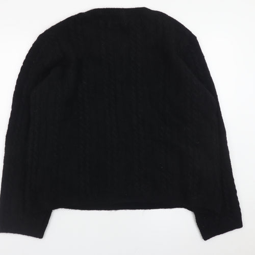 Marks and Spencer Womens Black L Ruffle Knit Jumper Pullover