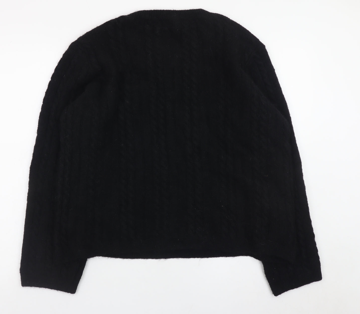 Marks and Spencer Womens Black L Ruffle Knit Jumper Pullover