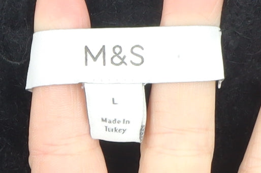 Marks and Spencer Womens Black L Ruffle Knit Jumper Pullover