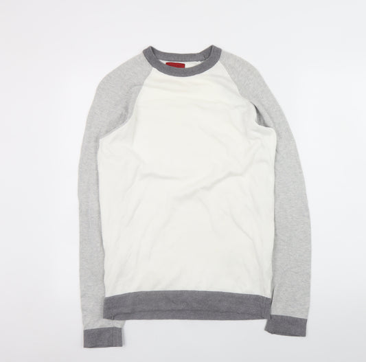 Zara Man Men's Grey Cotton Crew Neck Long Sleeve Pullover Jumper Size S