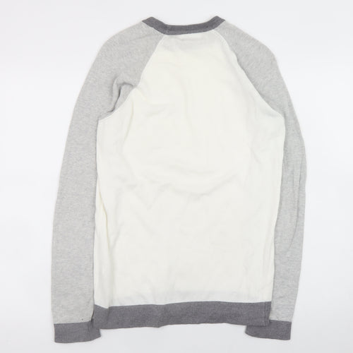 Zara Man Men's Grey Cotton Crew Neck Long Sleeve Pullover Jumper Size S