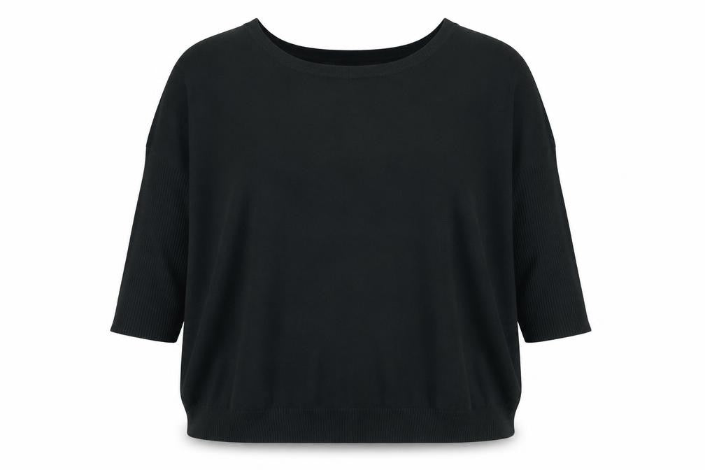 Front view of VILA Women’s Black Relaxed Knit Boat Neck jumper One Size