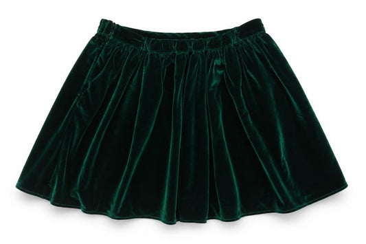 Front view of American Apparel Women’s Green Velvet Mini Skirt, size S